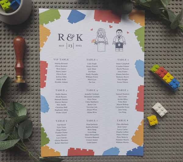 Lego Seating Chart Joy Wedding Stationery