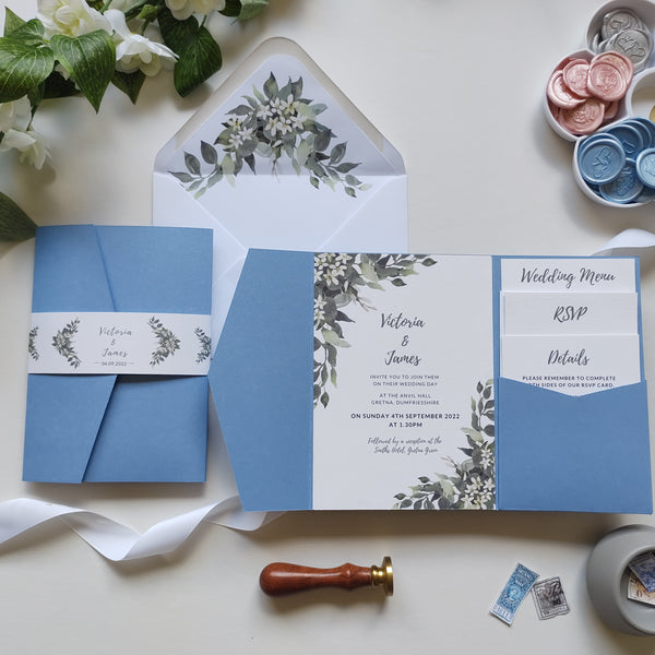 Eucalyptus Wreath Pocket Invitation