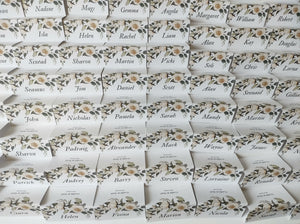 White Floral Place Cards