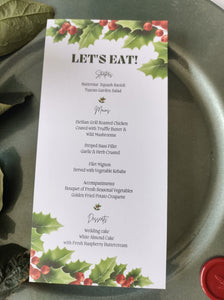 Holly Meal Menu