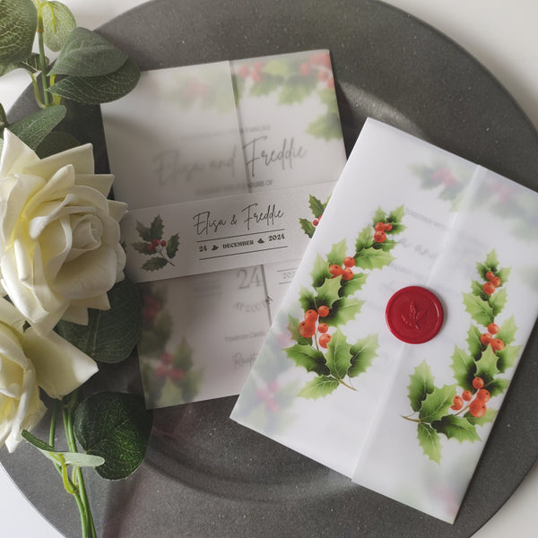 Holly Vellum Invitation