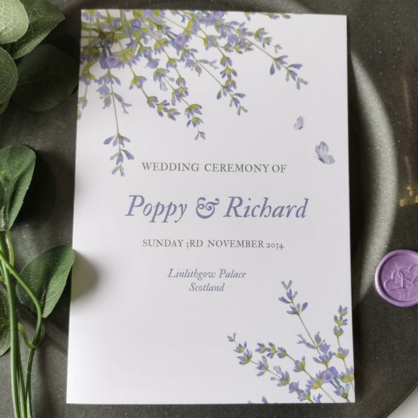 Lavender Order Of Service Booklet
