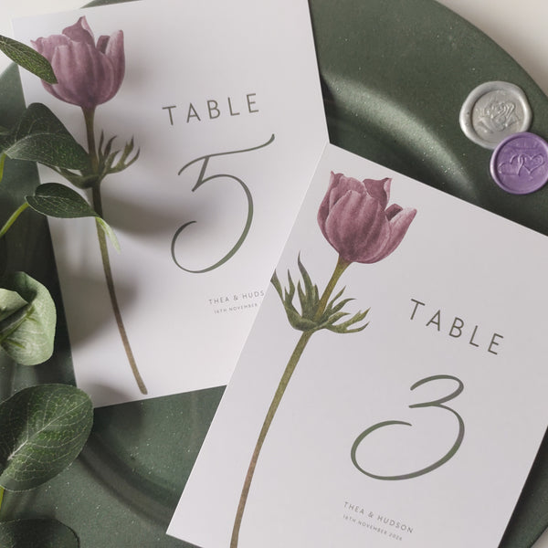 Mauve Table Numbers