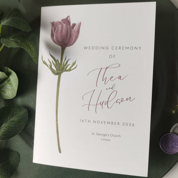 Mauve Order Of Service Booklet