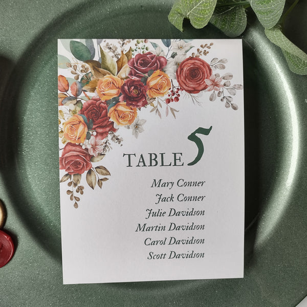 Autumn Bouquet Numbers and Names