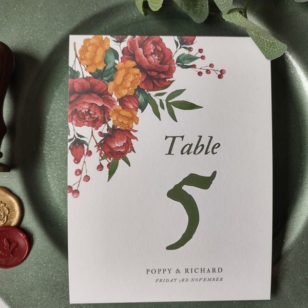 Autumn Bouquet Table Numbers