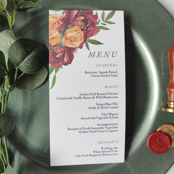 Autumn Bouquet Meal Menu