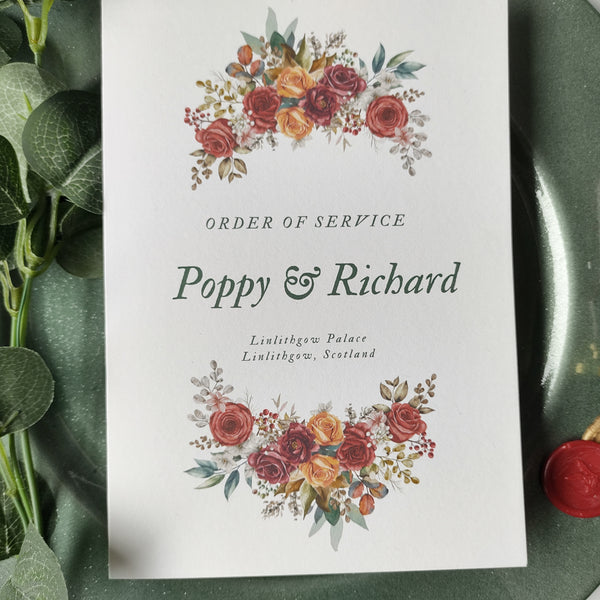 Autumn Bouquet Order Of Service Booklet