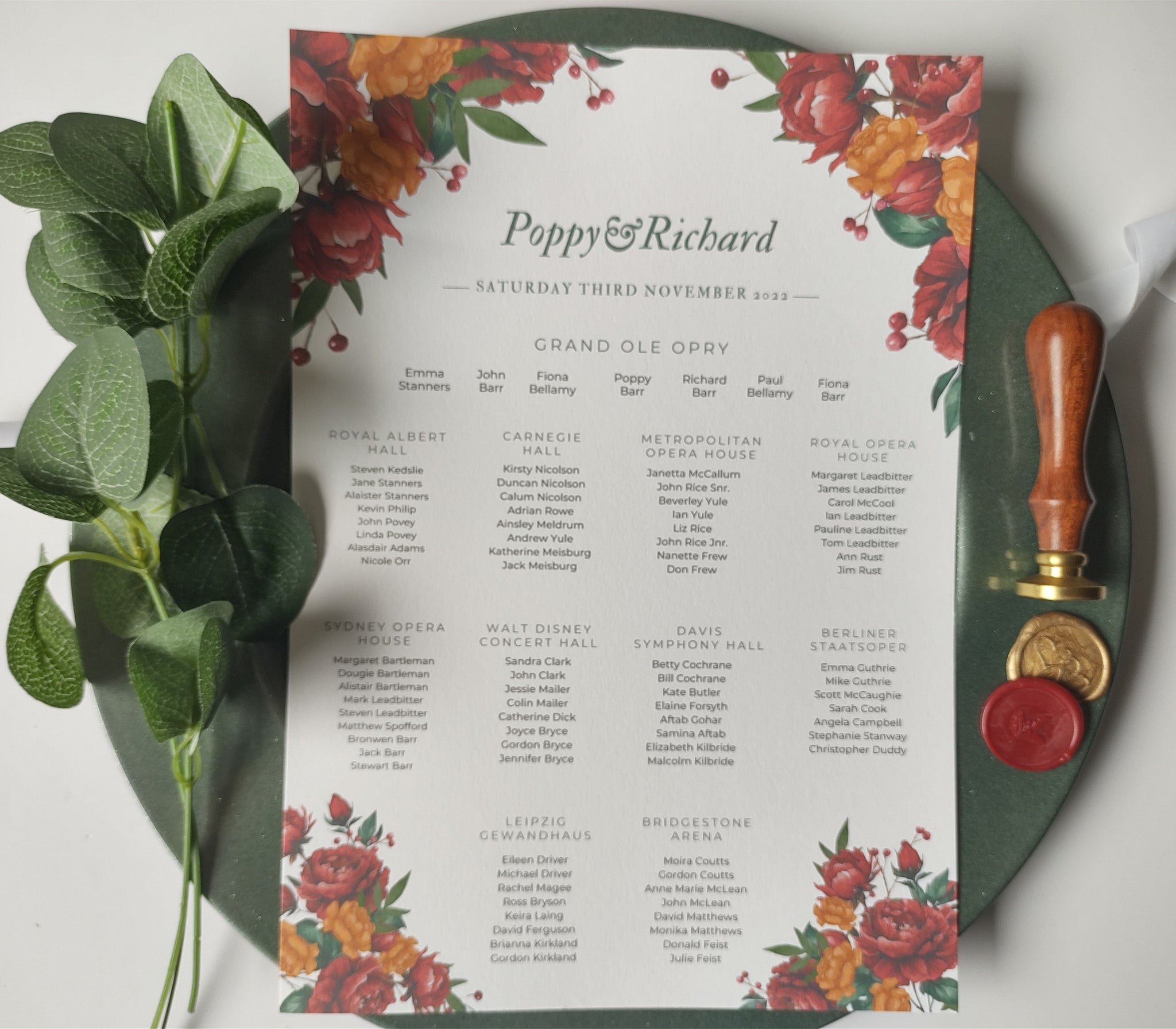 Autumn Bouquet Seating Chart