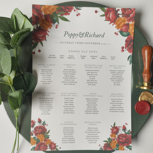 Autumn Bouquet Seating Chart
