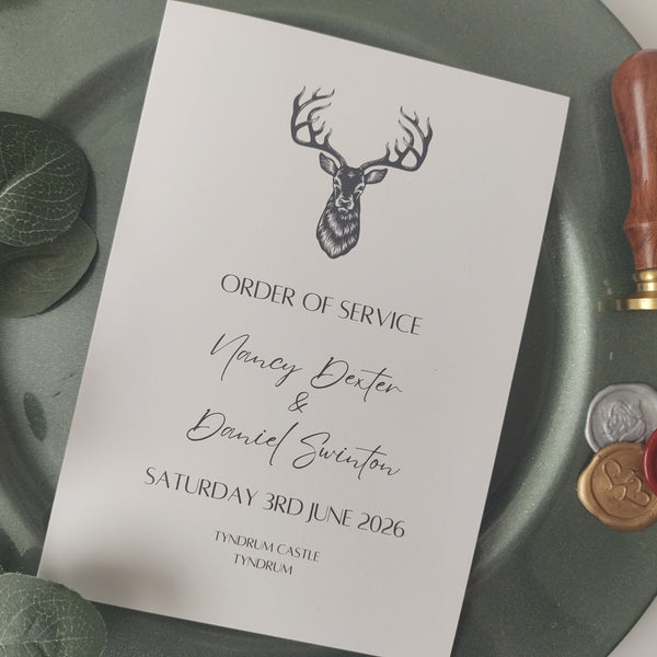 Stag Head Order Of Service Booklet