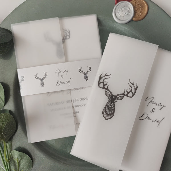 Stag Head Vellum Invitation