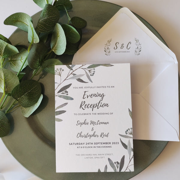 Eucalyptus Leaf Evening Invitation