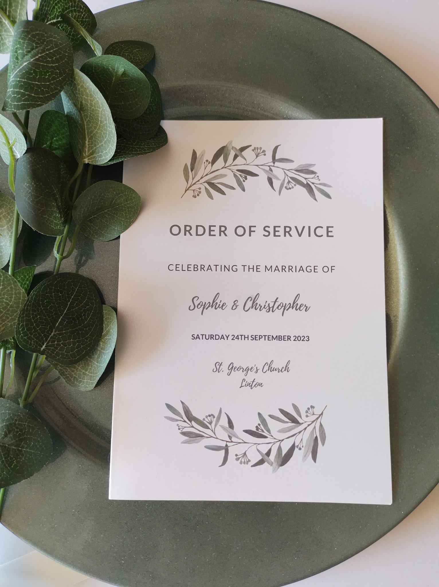 Eucalyptus Leaf Order Of Service Booklet
