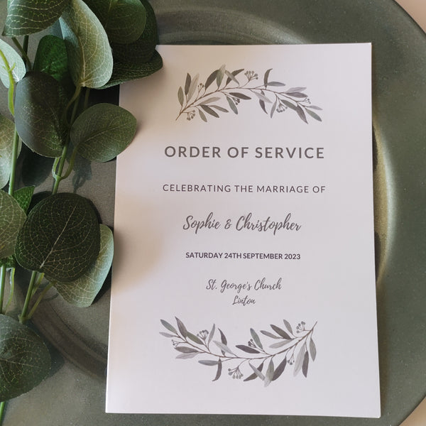 Eucalyptus Leaf Order Of Service Booklet