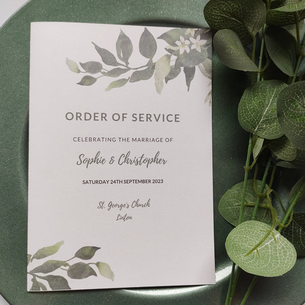 Eucalyptus Wreath Order Of Service Booklet