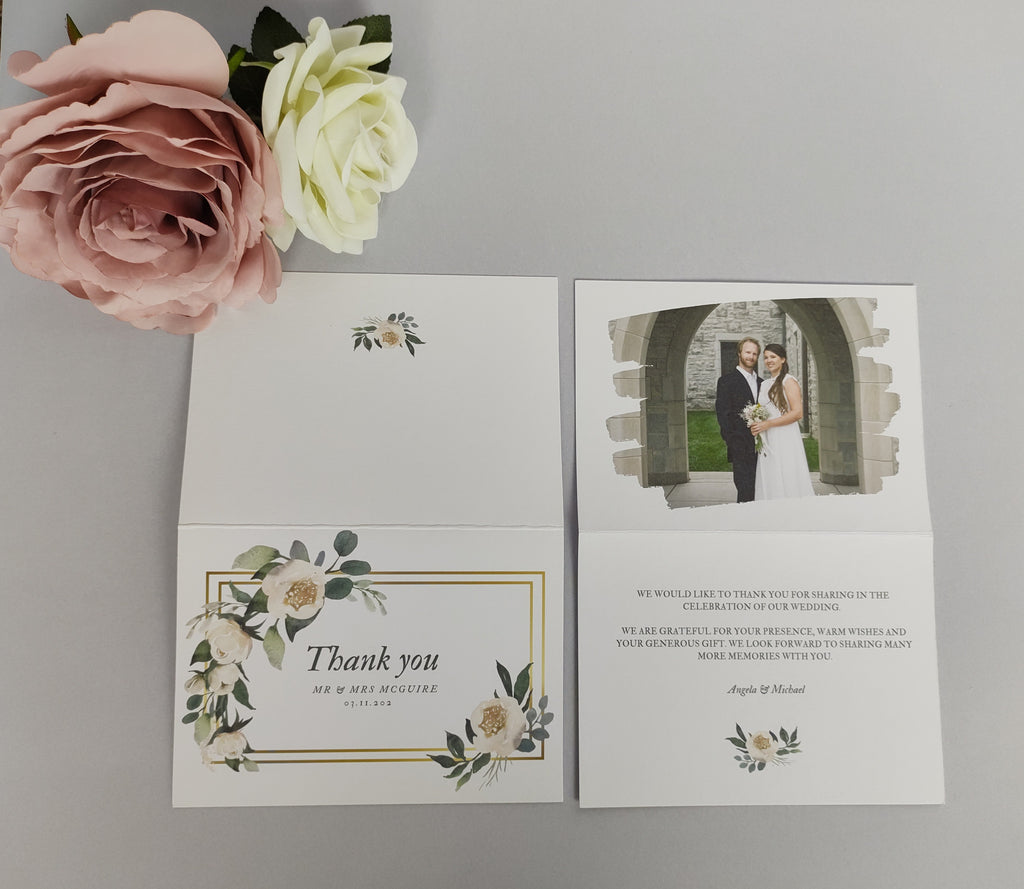 White Floral Thank You Cards