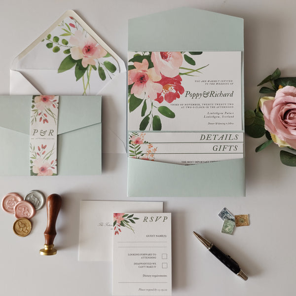 Pink Posy Pocket Invitation