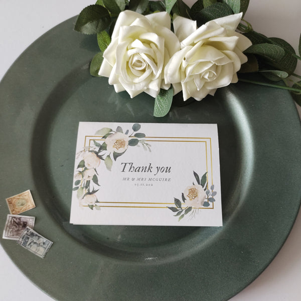White Floral Thank You Cards