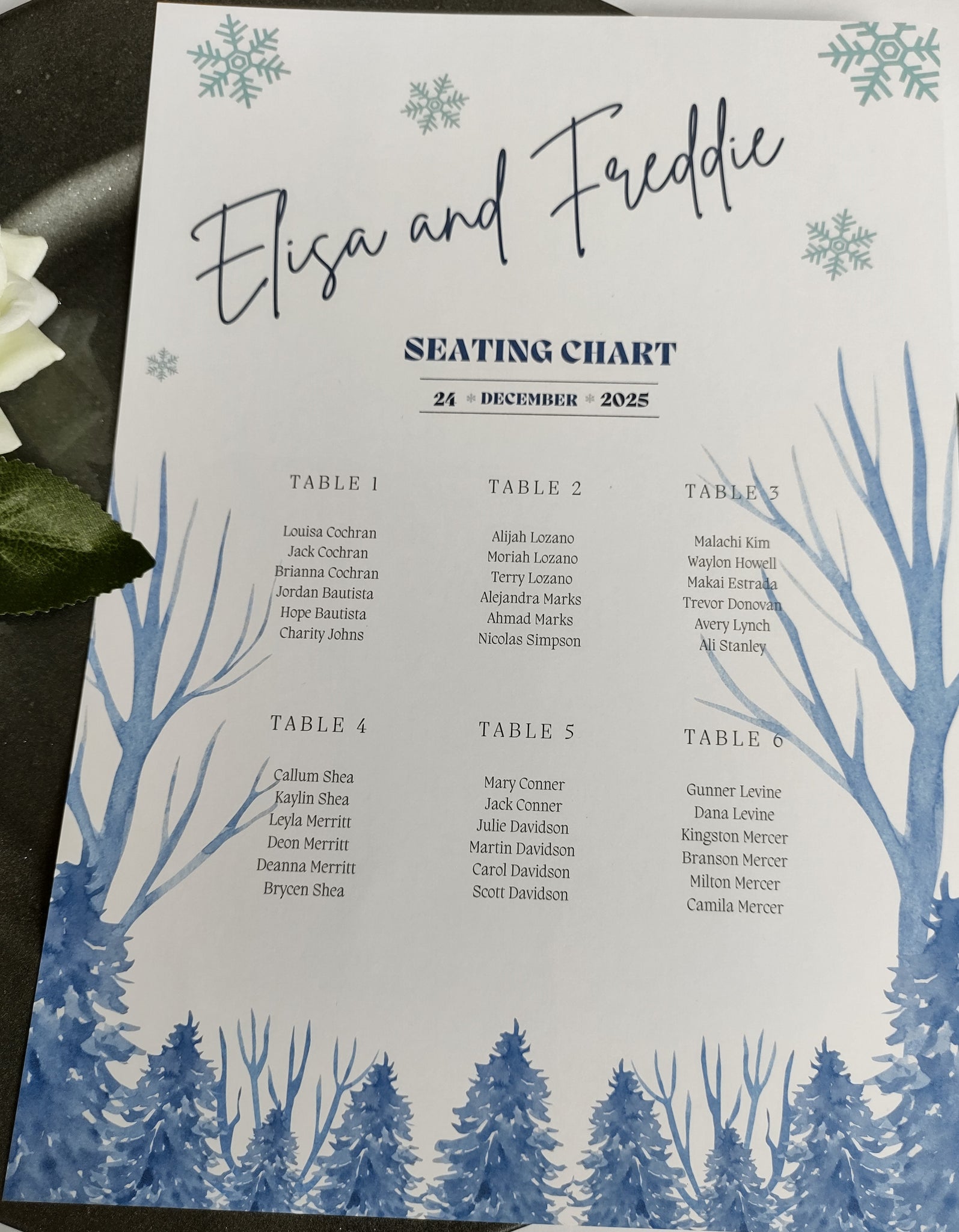 Seating Chart Joy Wedding Stationery