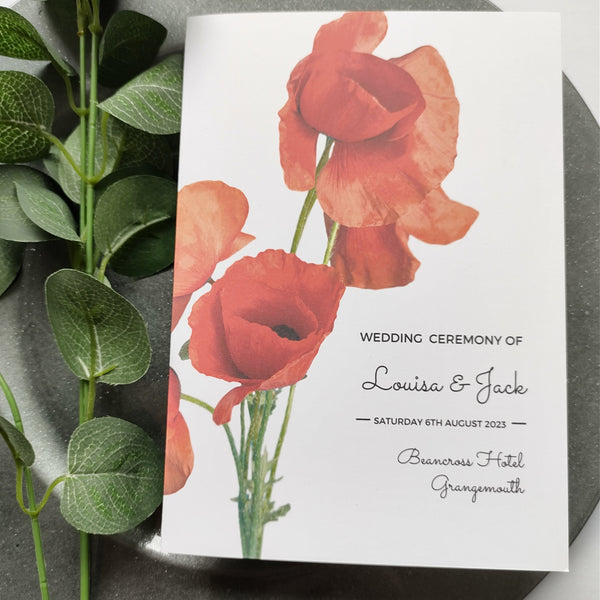 Poppy Order Of Service Booklet