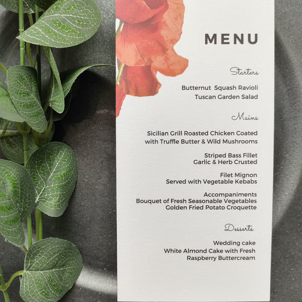 Poppy Meal Menu