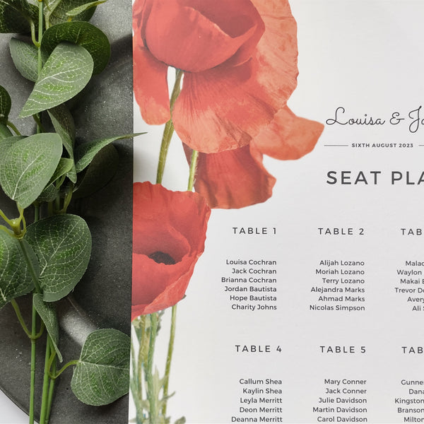 Seating Chart Joy Wedding Stationery