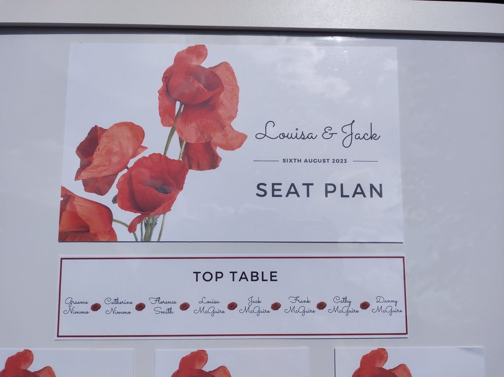 Poppy Seating Chart Joy Wedding Stationery