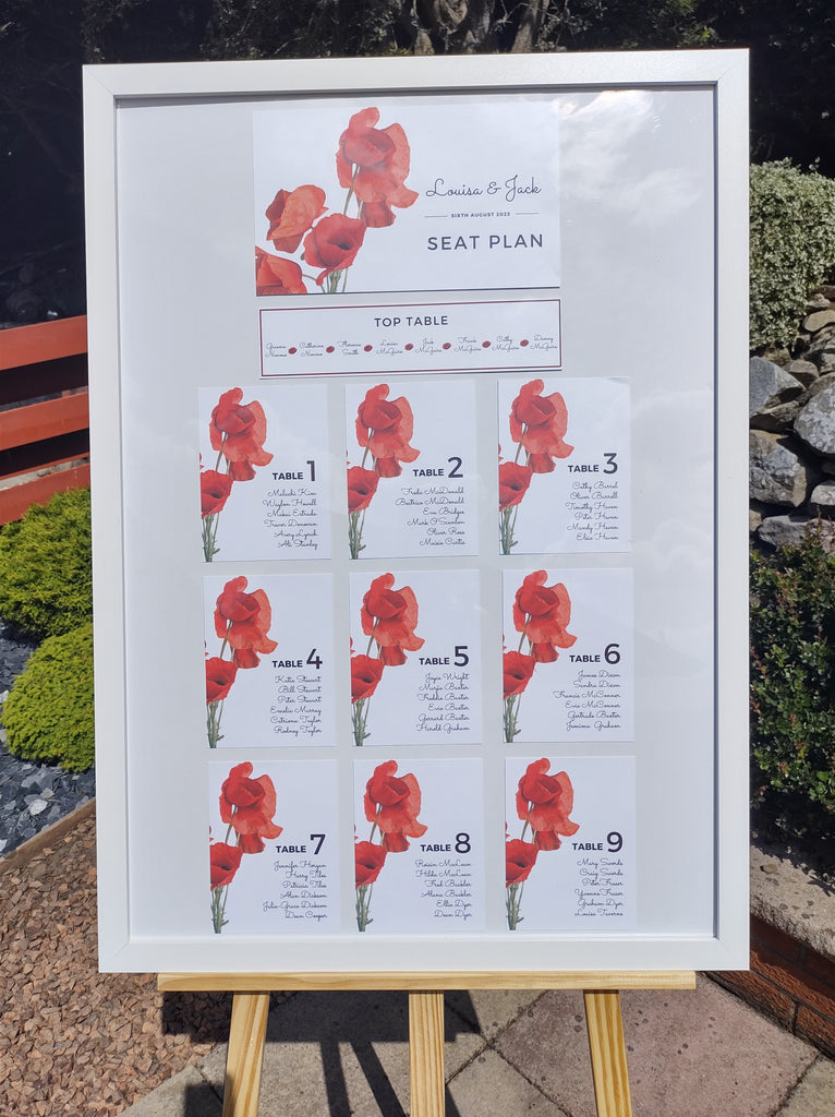 Poppy Seating Chart Joy Wedding Stationery