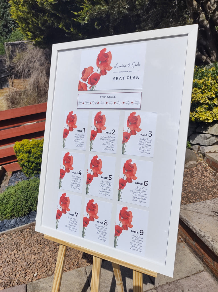 Poppy Seating Chart Joy Wedding Stationery