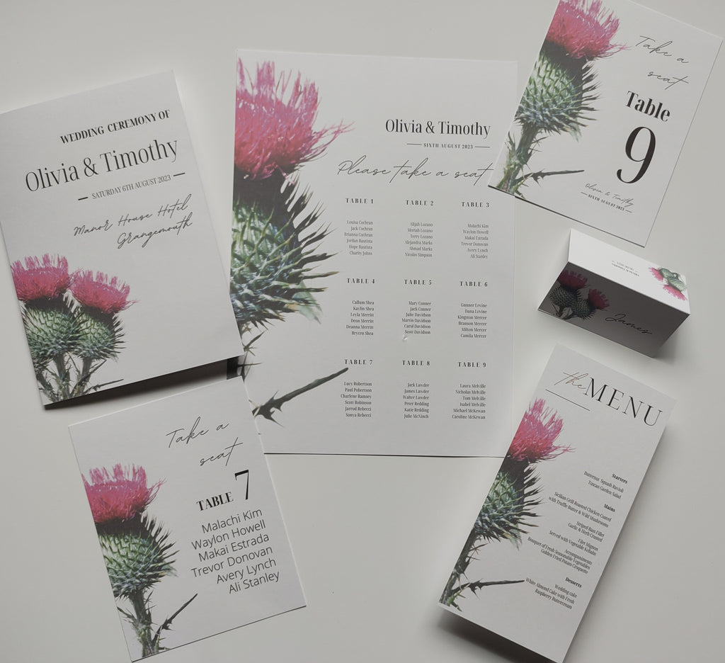 Thistle Seating Chart Joy Wedding Stationery