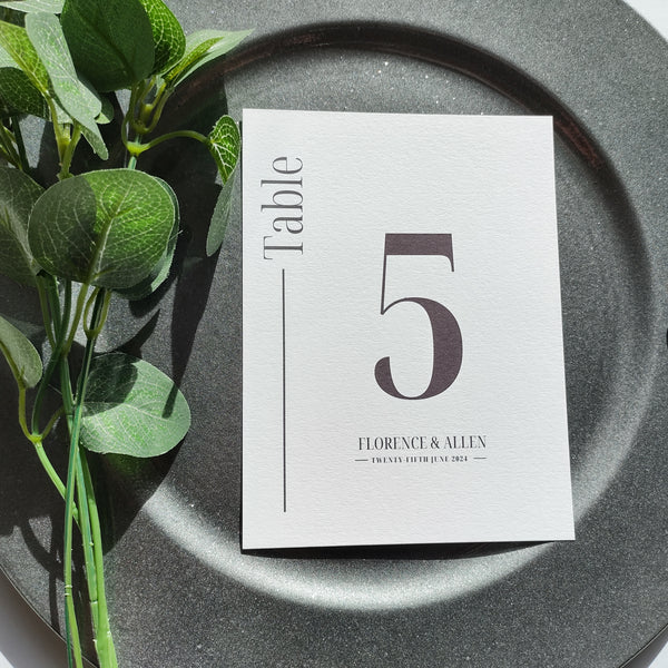 Florence Table Numbers
