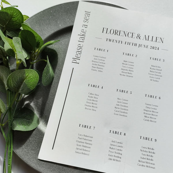 Seating Chart Joy Wedding Stationery