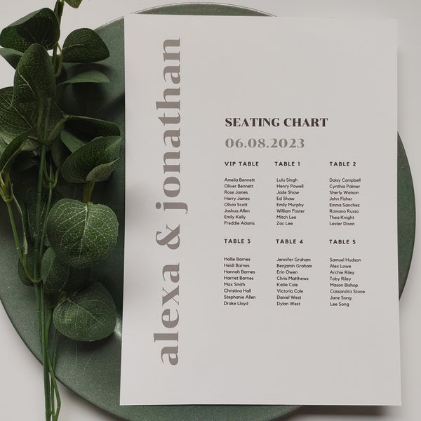 Seating Chart Joy Wedding Stationery