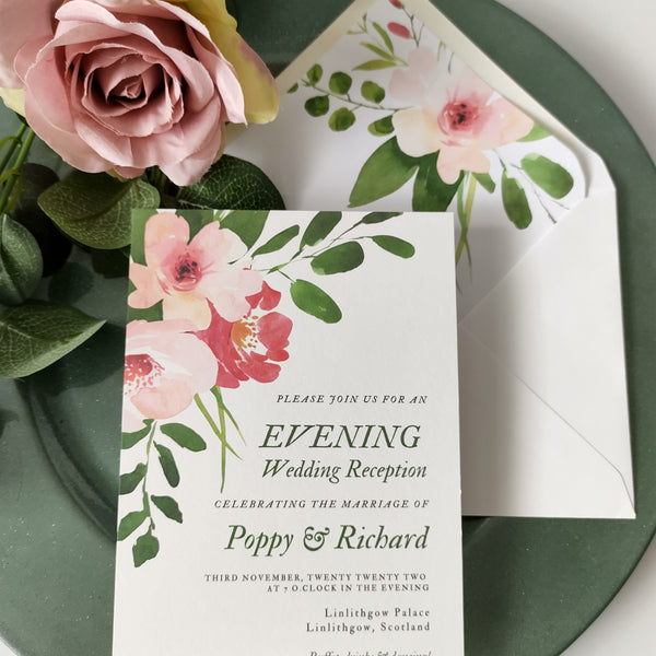 Pink Posy Evening Invitation