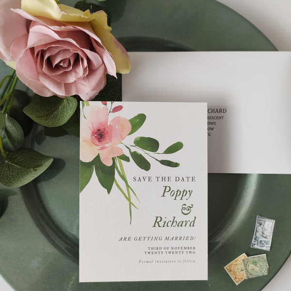 Pink Posy Save The Date