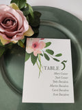 Pink Posy Table Numbers and Names