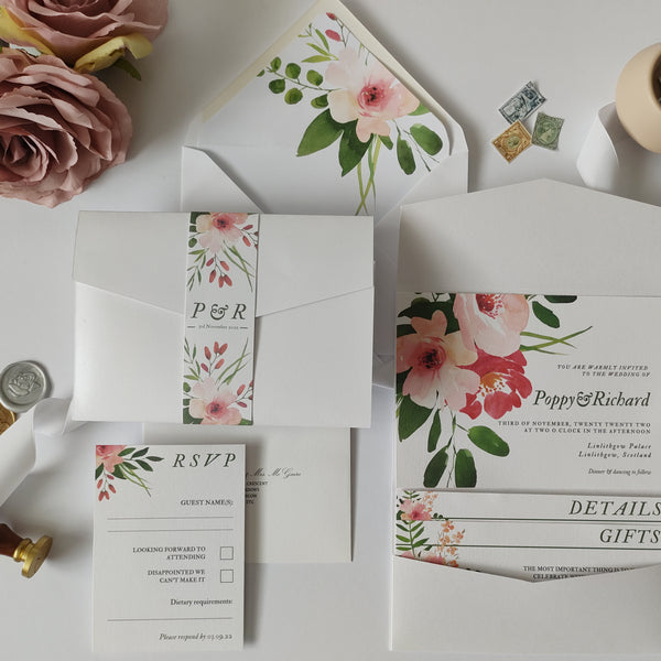 Pink Posy Sample Invitation Package