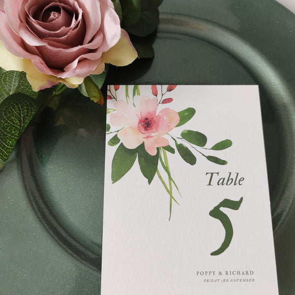 Pink Posy Table Numbers