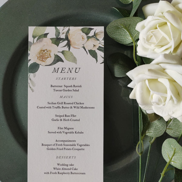 White Floral Meal Menu