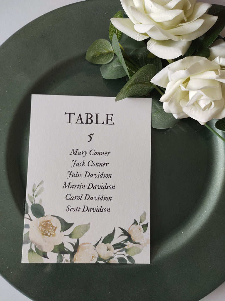 White Floral Numbers and Names