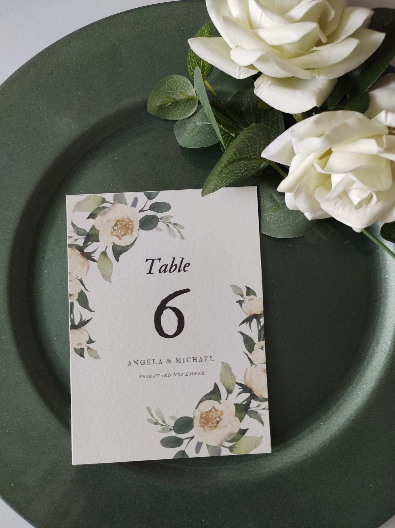 White Floral Table Numbers