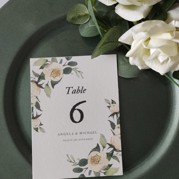 White Floral Table Numbers
