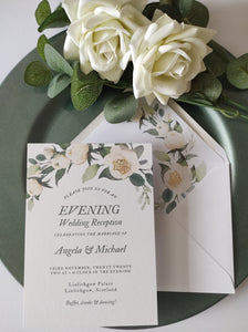 White Floral Evening Invitation