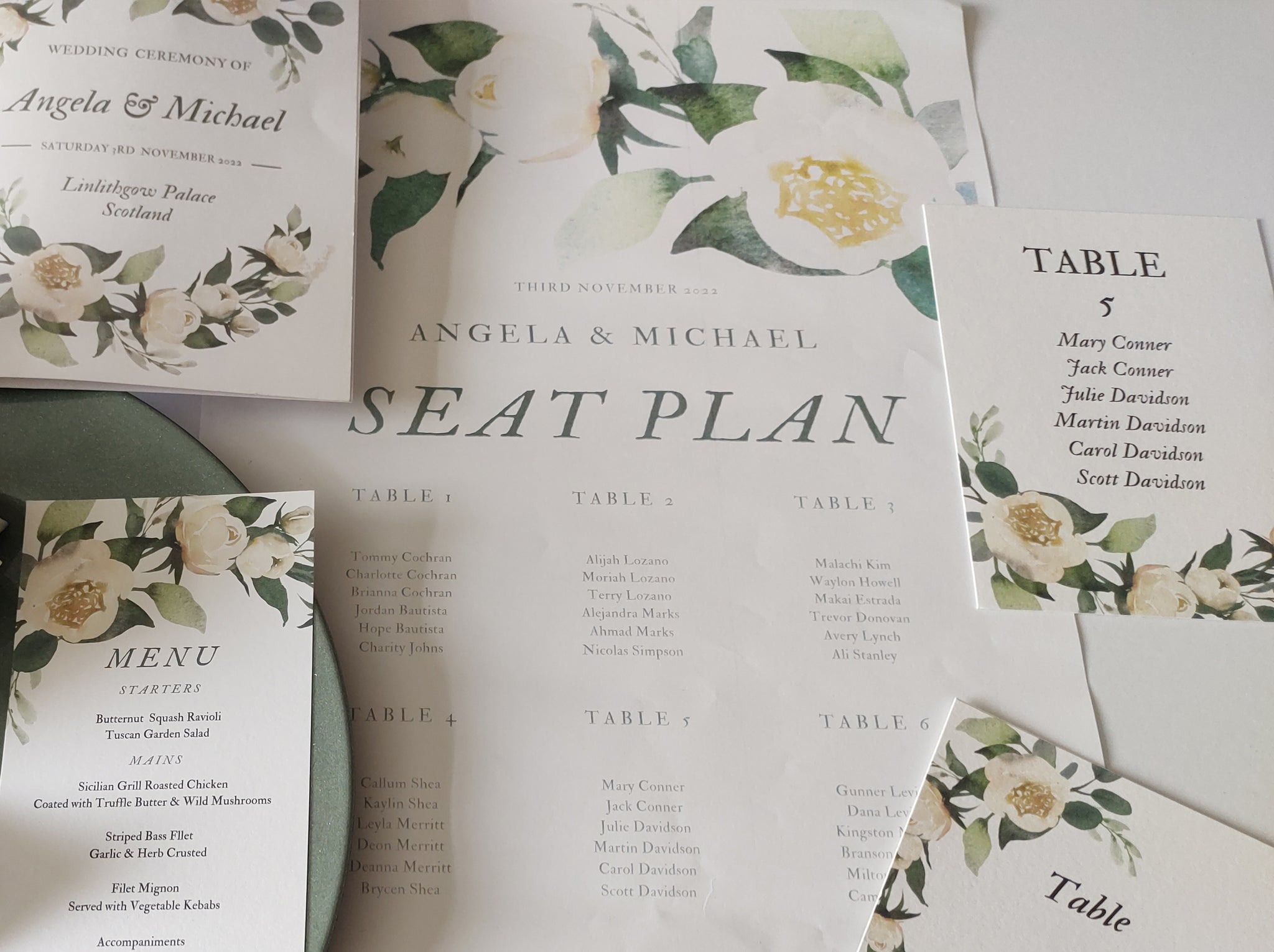 White Floral Seating Chart