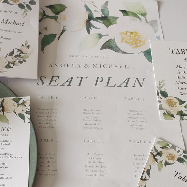 White Floral Seating Chart
