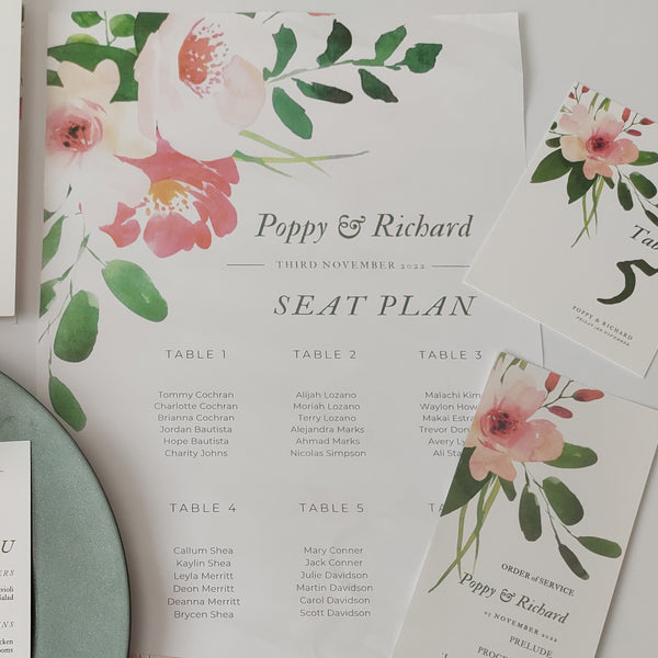 Seating Chart Joy Wedding Stationery