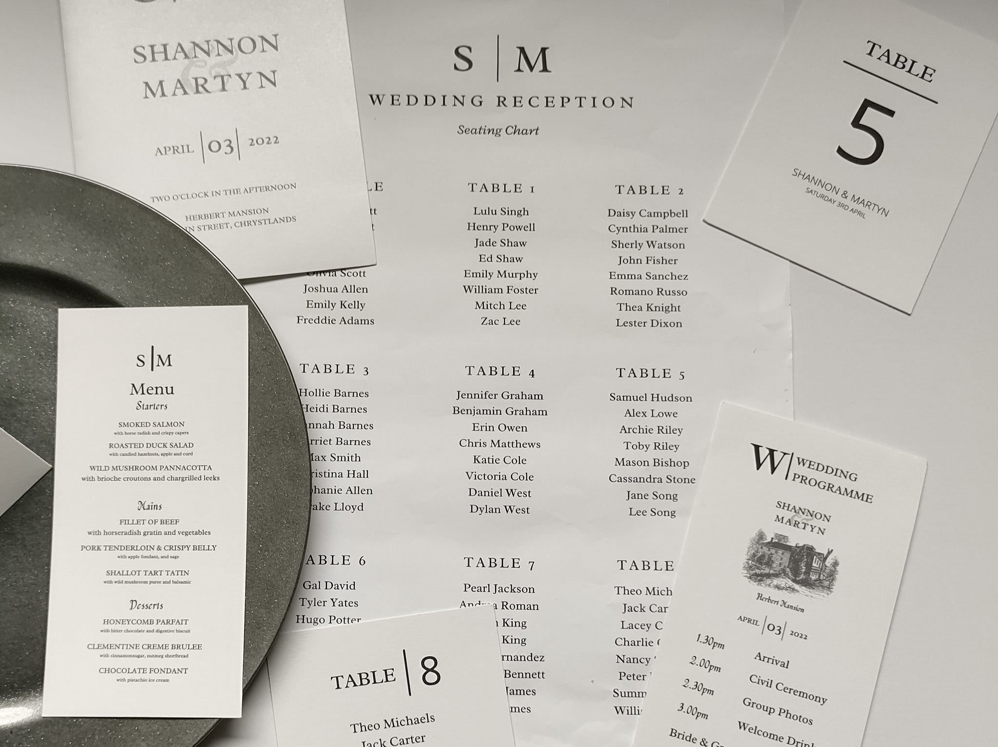 Seating Chart Joy Wedding Stationery